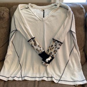 Free People Cozy Lovin Leopard Print Thermal Sweater